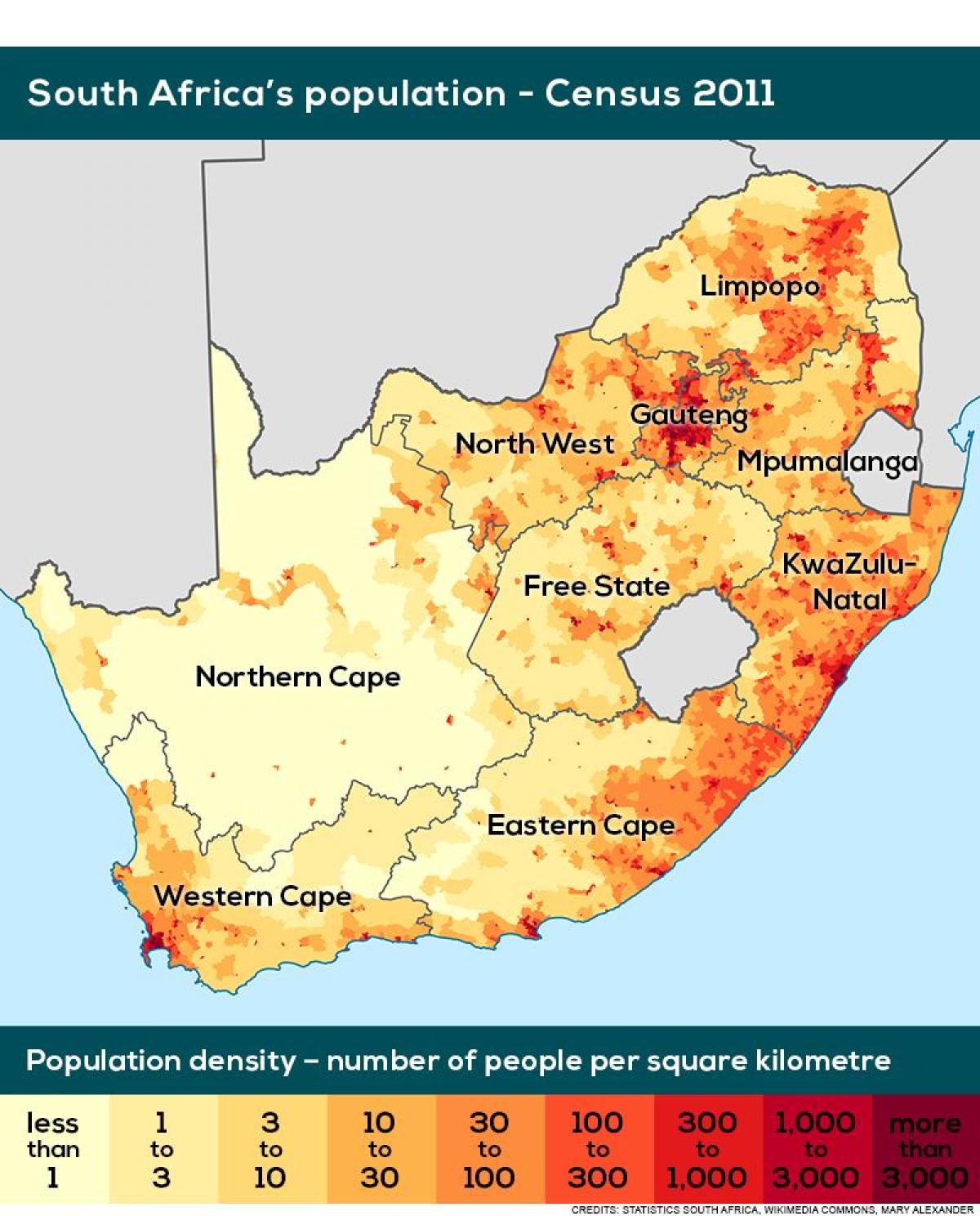 South Africa density map